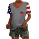 thumbnail image 2 of Fiudx Ofertas Flash Del Día Camiseta de Manga Corta con Cuello En V y Estampado Del Día de La Independencia para Mujer, Tops de Manga Corta con Cuello En V, 2 of 4