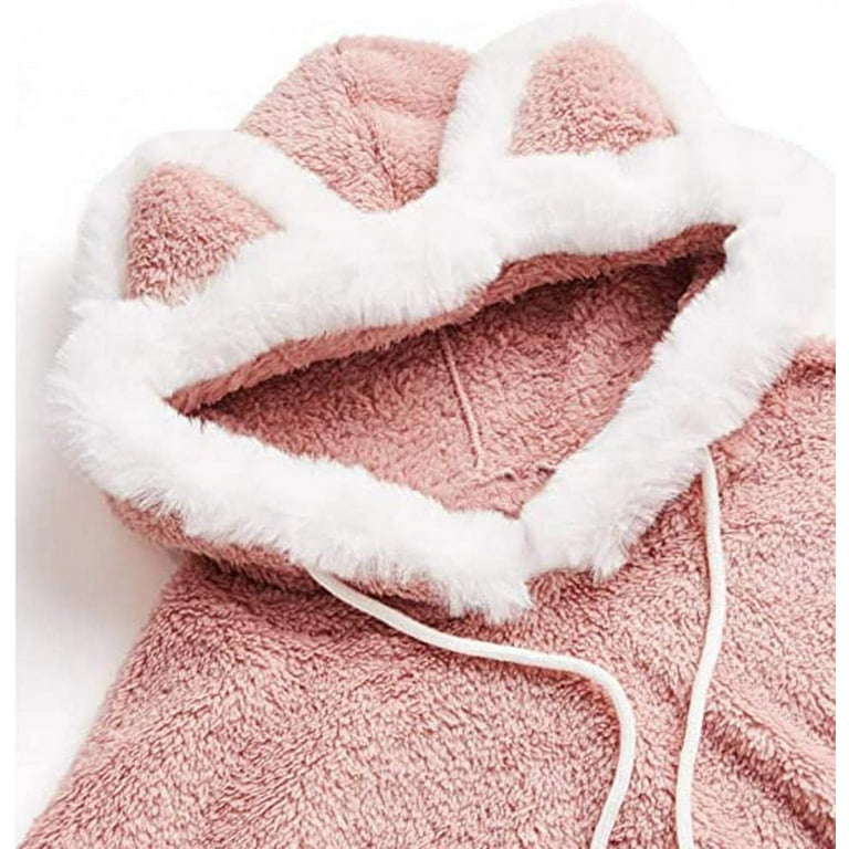 Pink cat hoodie with ears hot sale