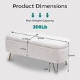 thumbnail image 3 of LEHZROAJ Upholstered Storage Bench-Rectangular Padded Ottoman, Shoe Storage with Gold Legs, End of Bed for Bedroom, Entryway, and Living Room(White), 3 of 9