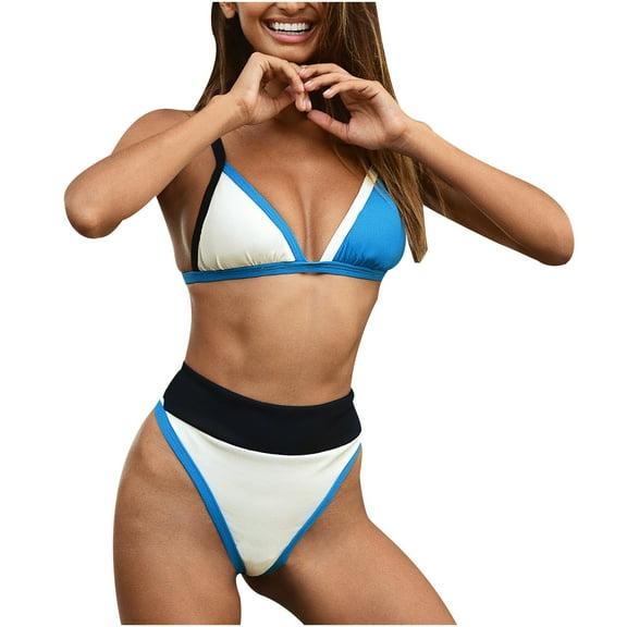 QLEICOM Womens Swimsuits Tummy Control Plus Size Swimsuit Coverup Fashion s Splicing Bikini Push-Up Pad Swimwear Swimsuit Beachwear Set White L