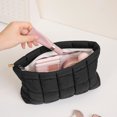 thumbnail image 4 of bestolf Cosmetic Bag Compact Quilted Makeup Bag with Top Zipper Closure Spacious Inner Pocket Travel Organizer Handbag Makeup Pouch (Black ), 4 of 8