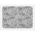 thumbnail image 1 of Floral Bath Mat, Top View Illustration of Overlapping of Flowers and Leaves, Plush Bathroom Decor Mat with Non Slip Backing, 29.5" X 17.5", Charcoal Grey White, by Ambesonne, 1 of 2