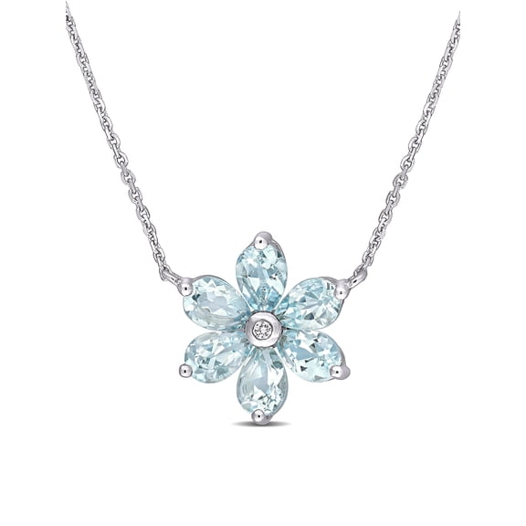 Everly Women's Aquamarine and Diamond 14k White Gold Necklace