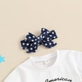 thumbnail image 5 of Okbabeha Kids Toddler Girls 4th of July Outfit,Short Sleeve Letter Tee Shirt+Stars Stripes Flare Pants Bell Bottom Outfits, 5 of 8
