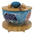 thumbnail image 6 of Blue And Red Koi Fishes Donburi Ramen Bowl With Lid Trivet Spoon Chopsticks Set, 6 of 9