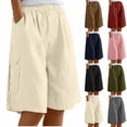 thumbnail image 1 of Cutuo Shorts for Women Plus Size Loose Fit Solid Color Drawstring Elastic Waist Straight Leg Casual Pants with Pockets for Summer Beach Vacation and Daily Wear, 1 of 7