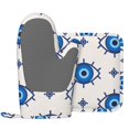 thumbnail image 2 of DouZhe Oven Mitts and Pot Holders Sets, Mystic Amulet Turkish Eye Prints Non-Slip Heat Resistant Kitchen Oven Silicone Glove, 2 of 7