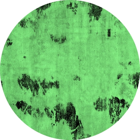 Ahgly Company Indoor Round Abstract Emerald Green Modern Area Rugs, 5' Round