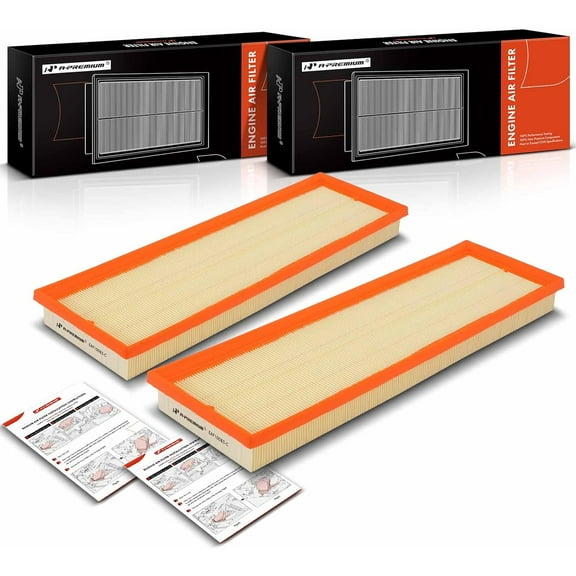 A-Premium 2-PC Engine Air Filter Compatible with Volkswagen Beetle, Golf, Jetta, Passat, Rabbit, 2005-2015, L5 2.5L, Flexible Panel, Replace# 07K129620