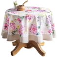 thumbnail image 1 of Pivoine 100% Cotton Tablecloth for Kitchen Dining | Tabletop | Decoration | Parties | Weddings | Spring/Summer (Round, 69" Diameter), 1 of 8