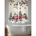 thumbnail image 5 of Christmas Sheer Curtains 63 Inch Length 2 Panels Set Window Treatments, Xmas Snowman Truck Snowflake Tree Balls Rustic Rod Pocket Semi Curtains for Living Room/Bedroom/Kitchen Décor, 104"W x 63"L, 5 of 7