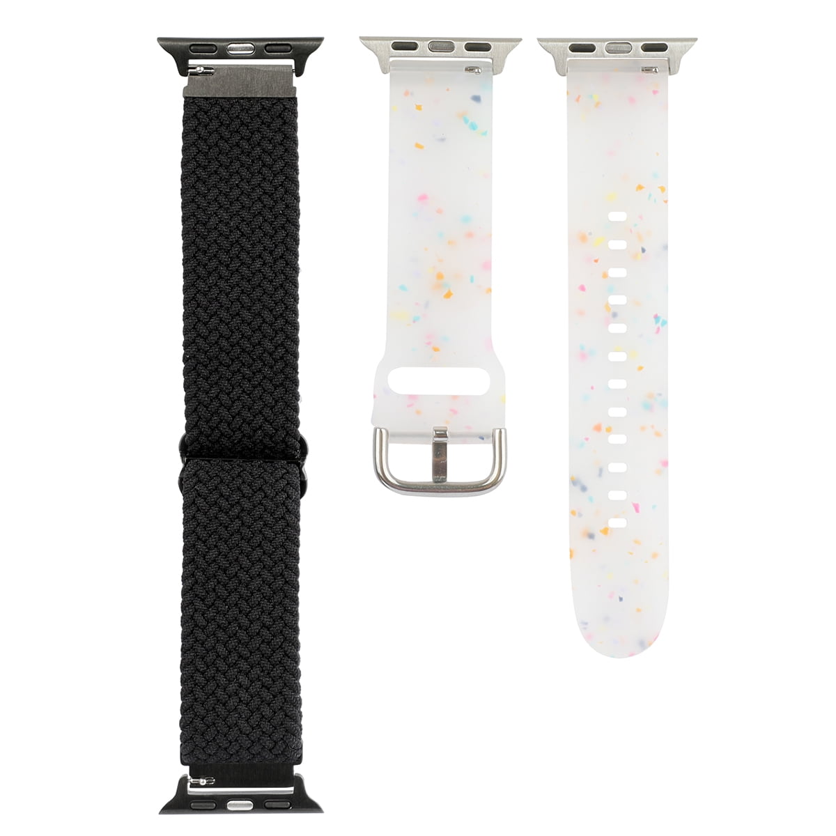 Onn Universal Watch Bands - Black Woven & Clear Silicone for Apple, Samsung Galaxy & Garmin