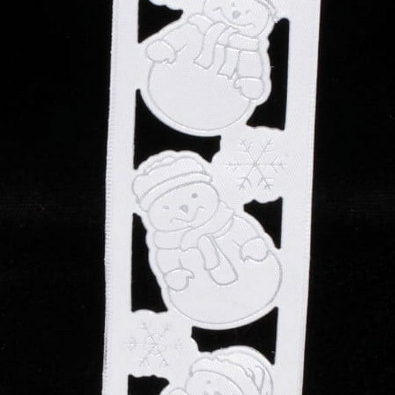The Ribbon People White Snowmen Cut Out Wired Craft Ribbon 1.5" x 27 Yards