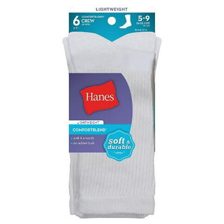 Hanes 859-6 White Comfort Blend Womens Crew Socks, Size 8-12 - Pack of ...