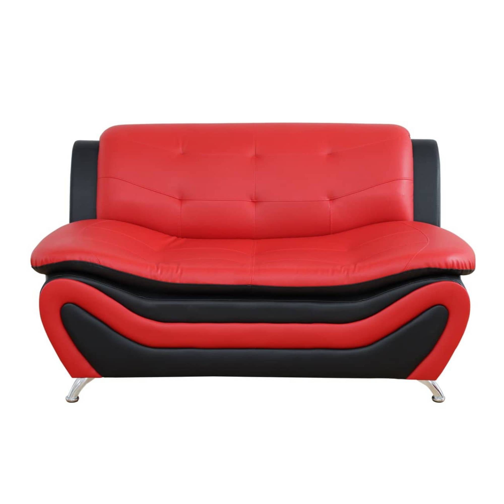 Trumanpick Leather Loveseat Sofa Chair, Modern Comfy Sofa Couch for Living Room,Bedroom, Red