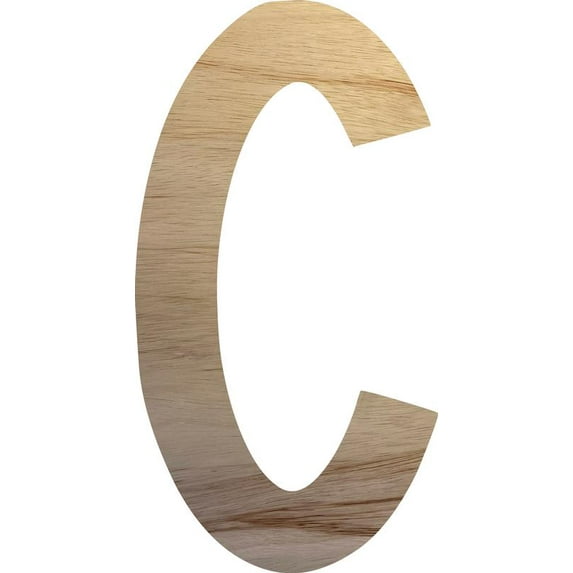 Unpainted Wooden Craft Letter C, Wall 20'' Tall Unfinished Wood Letter Shape