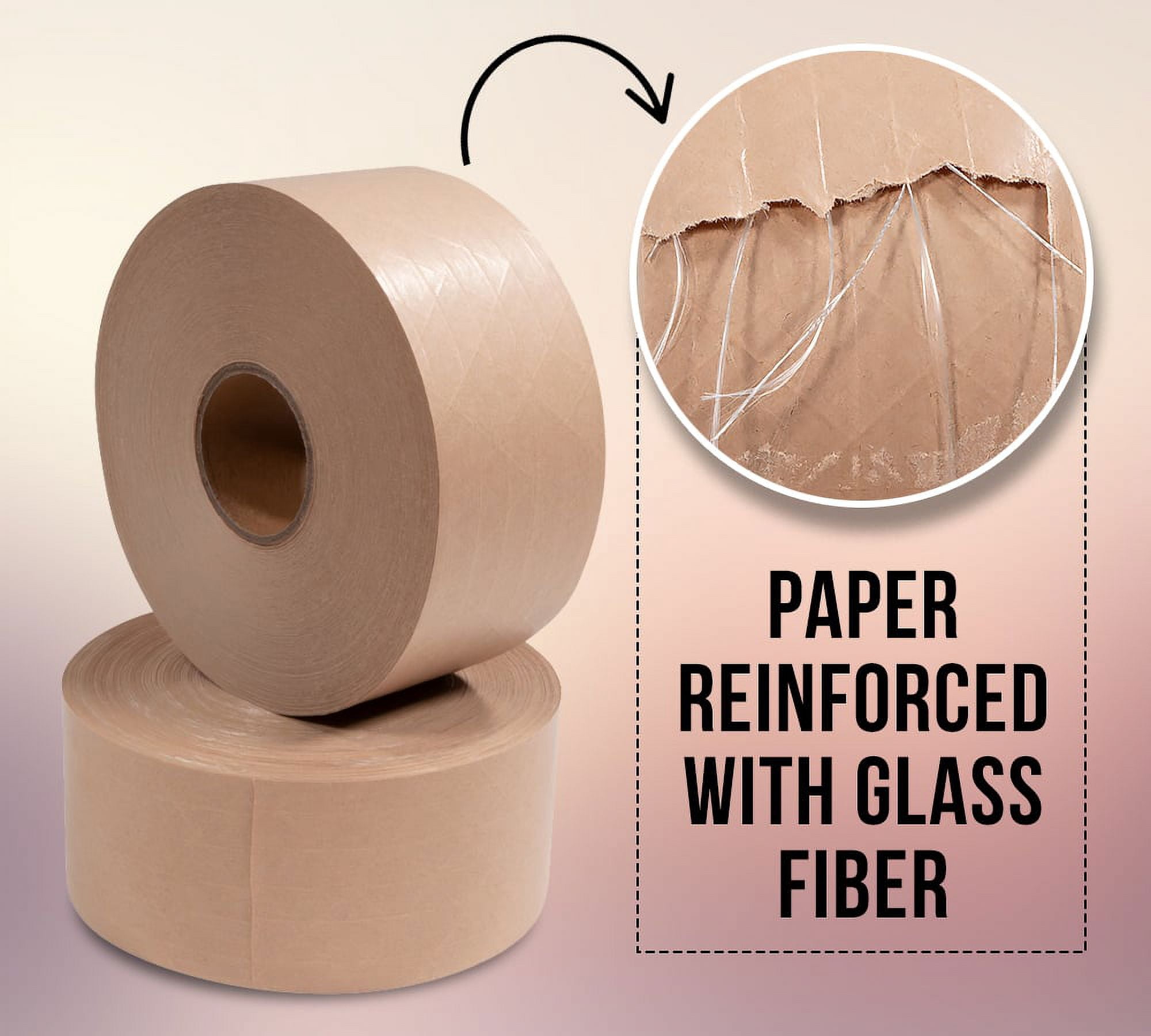 16 Rolls 2.75"x450' Water Activated Tape - Reinforced Gummed Tape for Package - Strong Adhesive & Holding Power Kraft Paper Tape - Brown Packing Tape for Sealing Box (7200 feet Total)