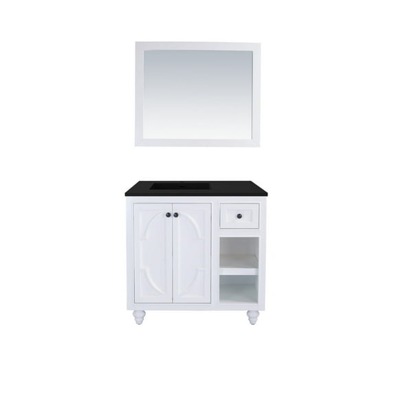 Laviva Odyssey 36" Wood Cabinet with VIVA Stone Countertop in White/Matte Black