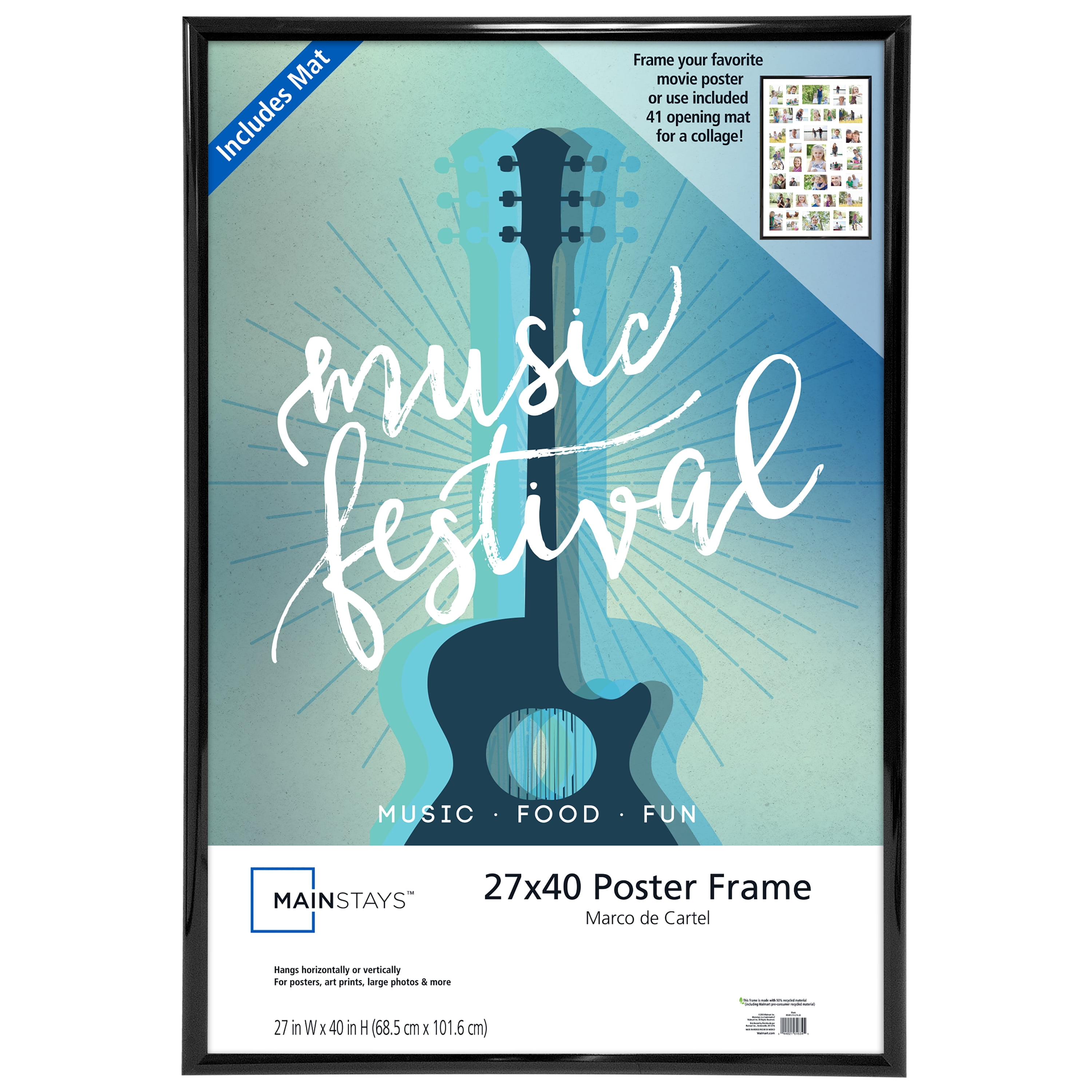 Mainstays 27x40 Trendsetter Collage Poster Frame, Black