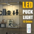 thumbnail image 6 of HOCCOT 4 Shelf Glass Display Cabinet with 12 Color LED Lights and Remote Control Wine Cabinet-White, 6 of 9