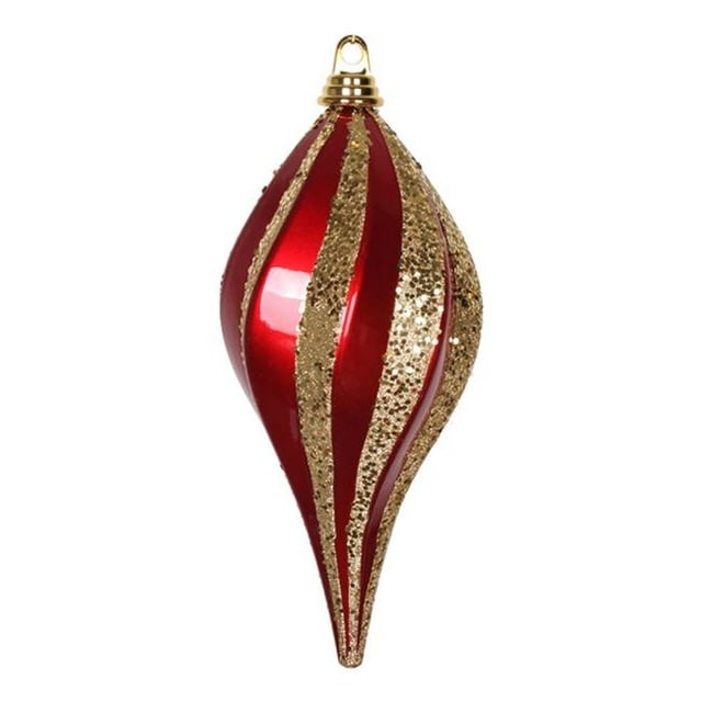 Vickerman M132686 12 Po Ornement de Goutte de Tourbillon de Paillettes de Bonbons Rouge et Or