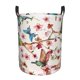 thumbnail image 1 of Balery Watercolor Floral With Butterflies Cesta de ropa redonda con asas, impermeable, independiente, para ropa, juguetes, dormitorio y familia-Small, 1 of 6