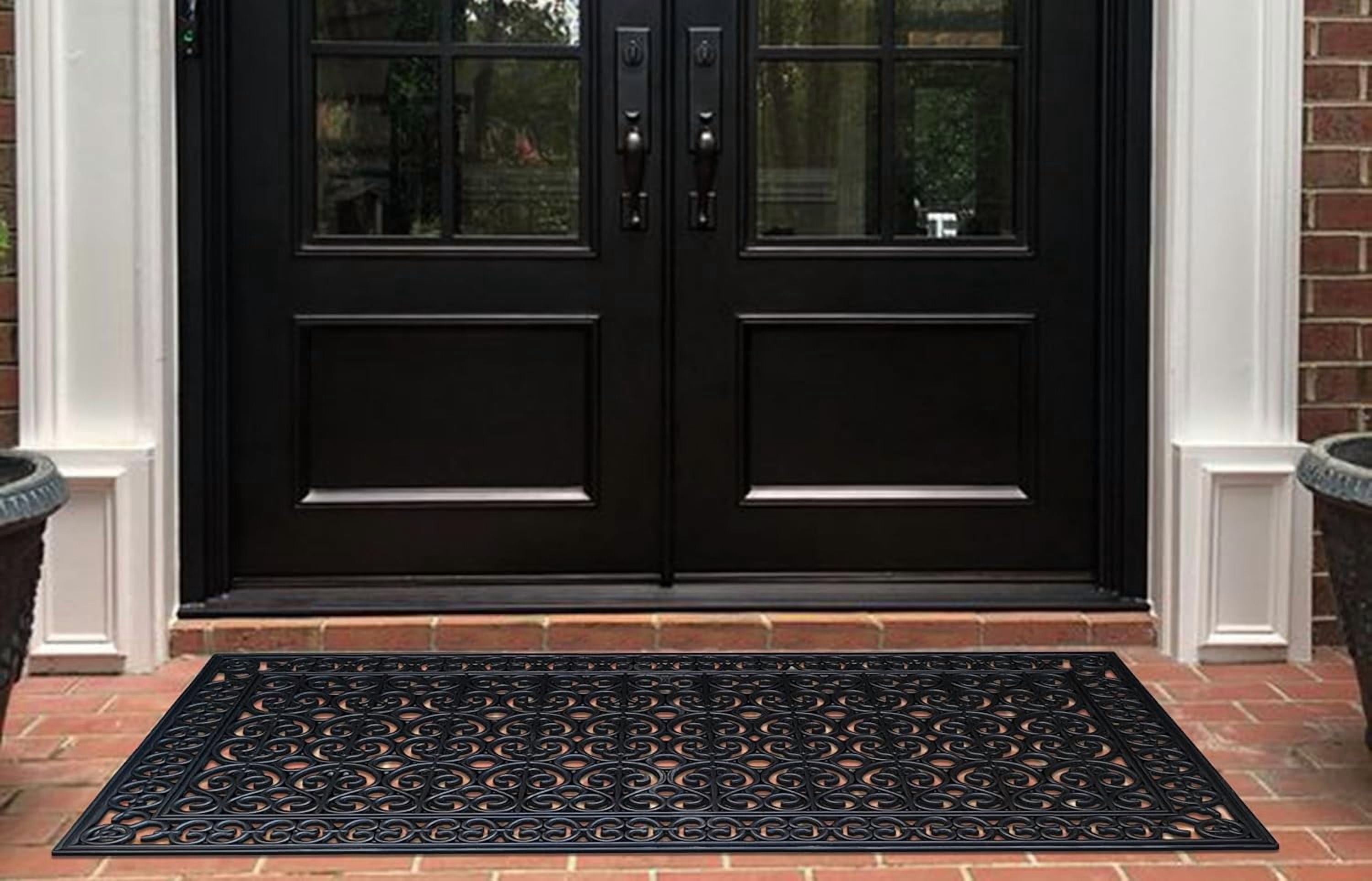 A1HC Heavy Duty Rubber Grill Doormat 30"x60", Black Estate, Scrapes Dirt & Grime, Indoor Outdoor Front Door Mat for Entry & Patio