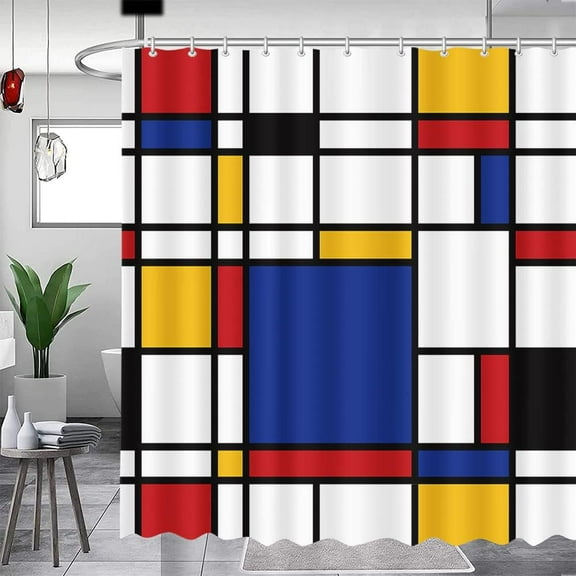 Abstract Geometric Waterproof Shower Curtain Bathroom Decor Geometric Art Shower Curtain for Bathroom Washable Durable Fabric Shower Curtains 72"W x 78"L (Pack of 1)