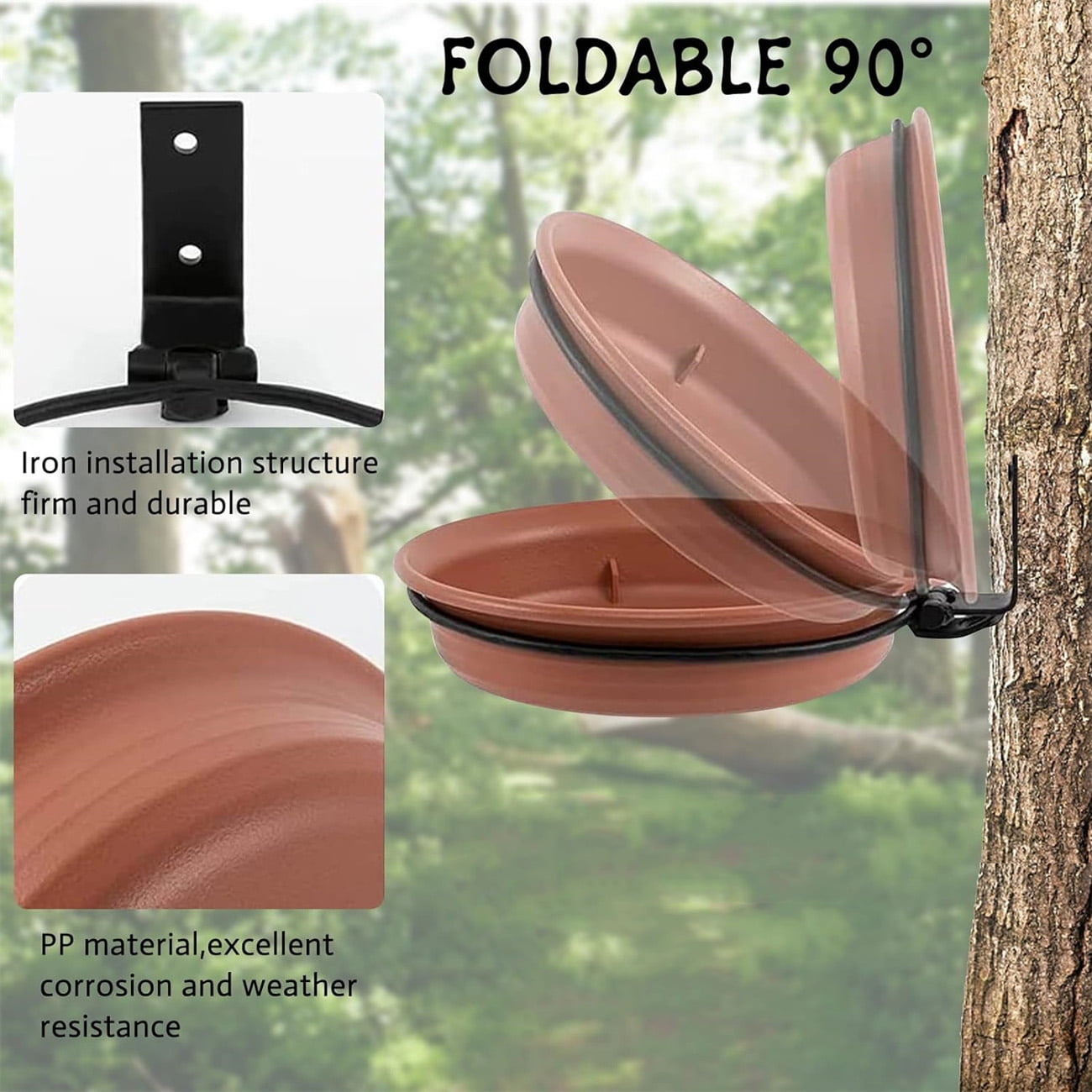 3Pcs Wall Mounted Bird Feeder & Bird Bath for Garden Fence,Bird Feeder Tray Deck,Attracting Wild Birds Water Feeder,Hanging Bird Bath Feeder for Installed on Trees Balcony Outdoor Walls Window