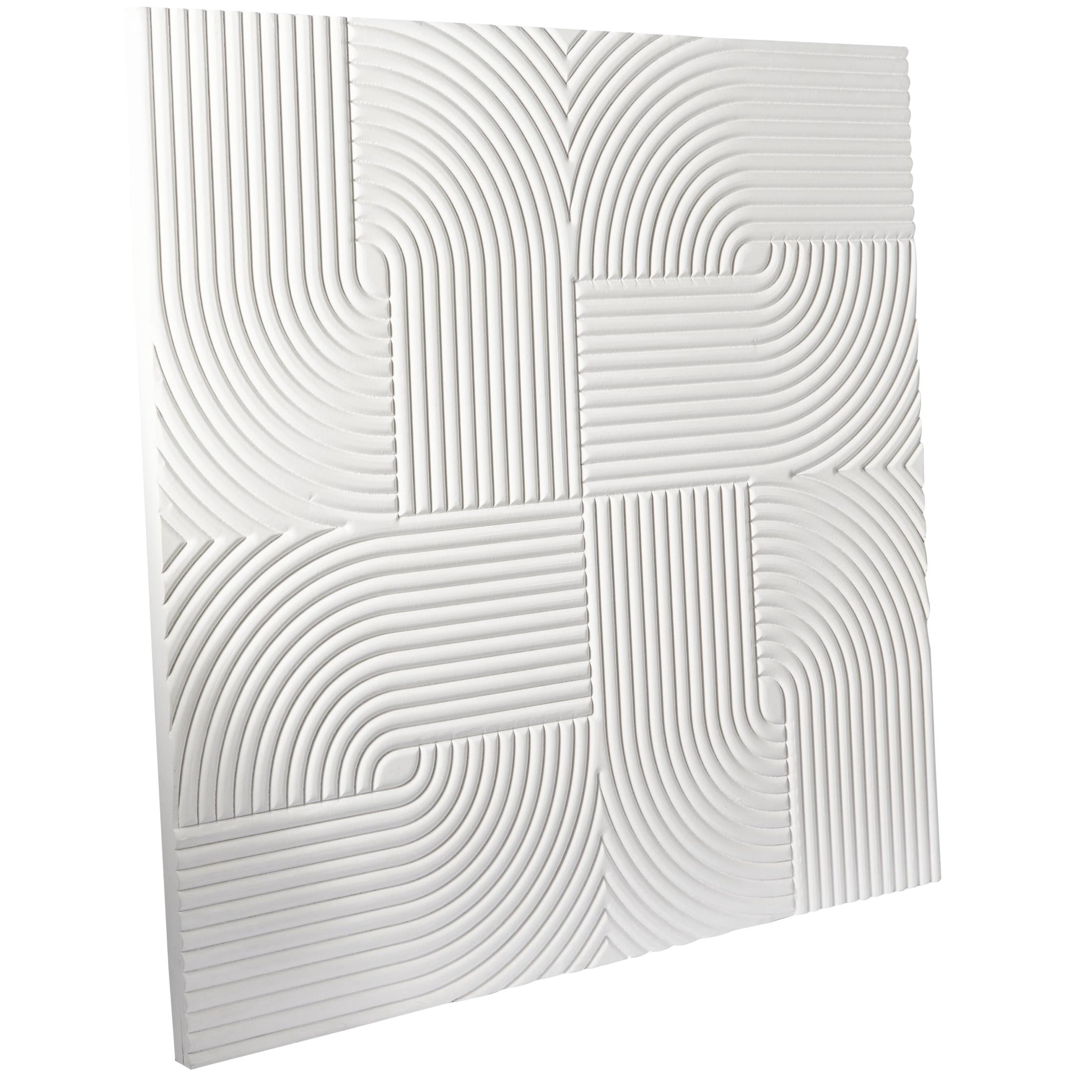 CosmoLiving by Cosmopolitan White Wooden Handmade Carved Geometric Wall Decor