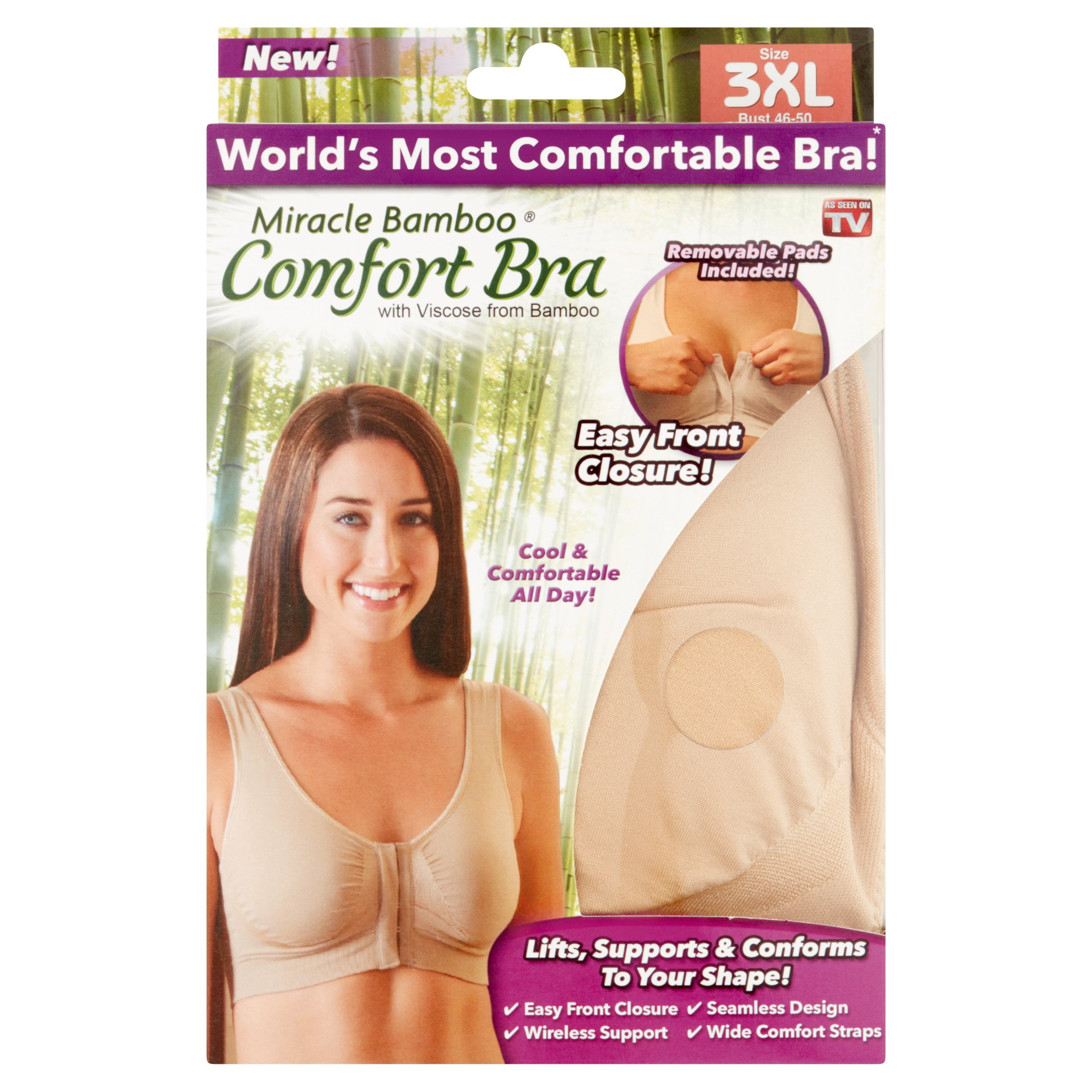 Miracle Bomboo Miracle Bamboo Comfort Bra Nude 3xl Walmart Com