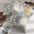 thumbnail image 6 of Navy Blue Beige Dahlia Pillow Covers 18x18 Set of 2 Rustic Geometric Flower Outdoor Cream Decorative Throw Pillows Summer Floral Farmhouse Pillowcases Linen Cushion Case Decor for Home Sofa Couch Bed, 6 of 7