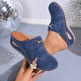 thumbnail image 4 of Clogs for Women Closed Toe Slip on Mules Othopedic Wedge Sandals Hollow out Comfortable Arch Support Slides Blue Size 8, 4 of 6