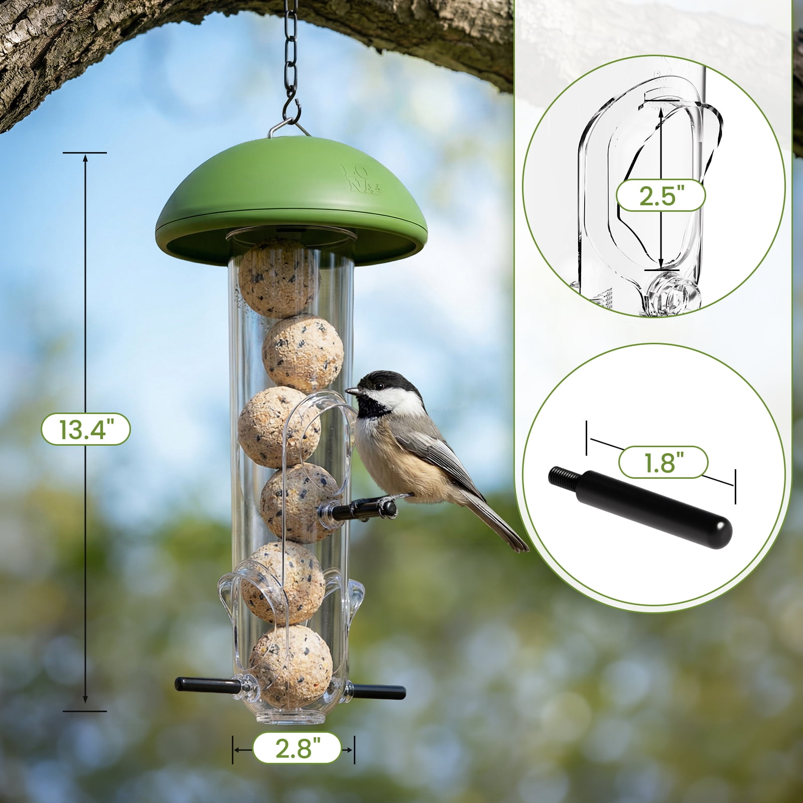 LONA Suet Ball Bird Feeder Outdoor Hanging Fat Ball Feeders, Durable Weatherproof Washable for Wild Birds