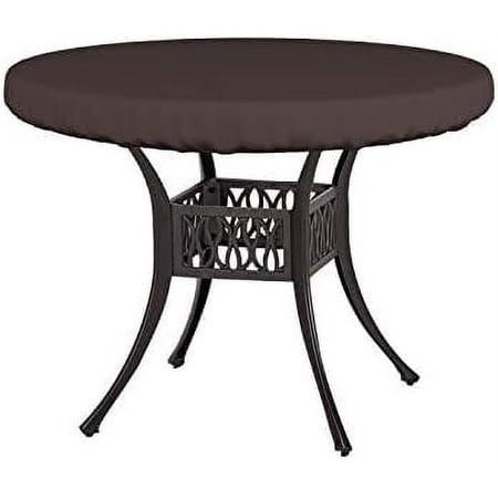 Round Table Top Cover, Made Of 18 Oz Cover Tuff Waterproof & UV-Resistant Fabric, Suitable For Outdoor Usage (60" Dia X 4" H, Coffee)