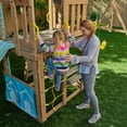 KidKraft Modern Wooden Outdoor Swing Set with Slide and Fireman's Pole