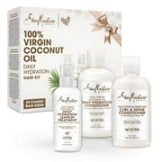 ($12 Value) SheaMoisture Daily Hydration 100% Virgin Coconut Oil Holiday Gift Set (Shampoo, Conditioner, Leave-In Treatment) 3 Ct