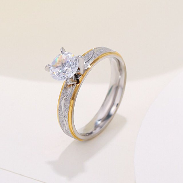 Anillos De Compromiso De Pareja De 4 Mm Para Mujeres Hombres Anillo De Acero Inoxidable Con Circón Diamantes De Imitación Para Boda 5040