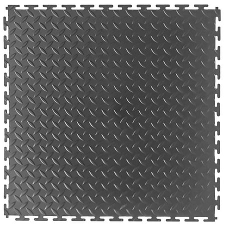 VersaTex 18 in. x 18 in. Diamond Plate Garage Flooring Tiles, 8 pack, Gray