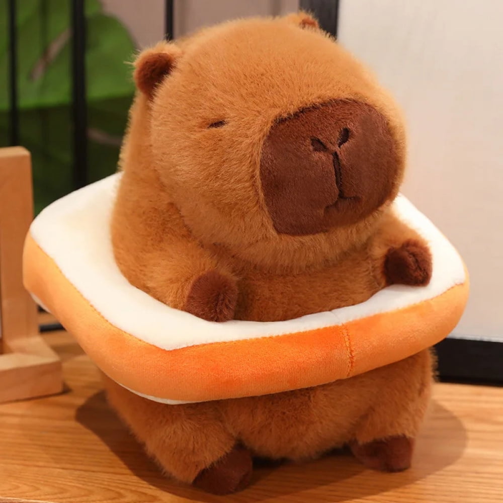 22cm Kawaii Capybara Plush Toys Lovely Hamburger Capybara Pillow Cute Capybara with Swim Rings Stuffed Kawaii Toy Creative Gifts