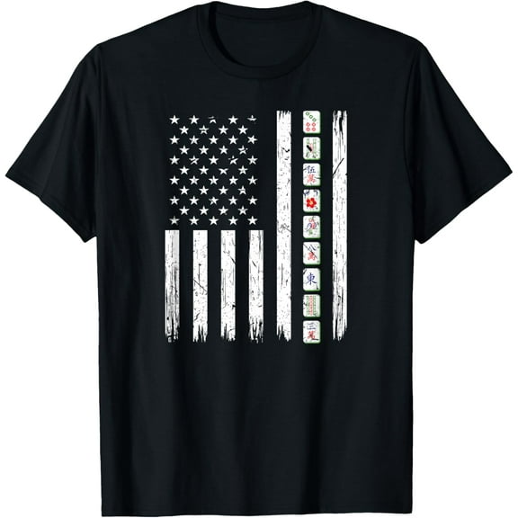 Playful Comfort Tee - Mah Jongg Tiles Men Women USA Flag Mahjong T-Shirt