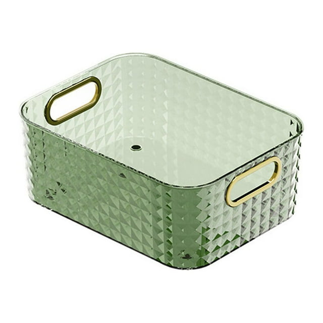 Storage Bin Sundries Cosmetics Basket Food Snacks Organizer Remote Control Organizing for Living Room Kitchen Office Dark Green Gold