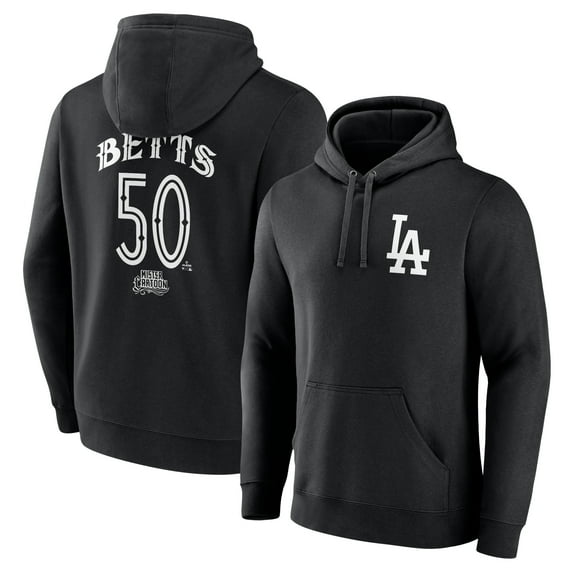 Men's Mookie Betts Black Los Angeles Dodgers Mister Cartoon Name & Number Pullover Hoodie