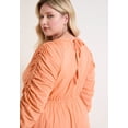 thumbnail image 4 of June & Vie Women's Plus Size Cotton Voile Ruched Midi Dress, 4 of 4