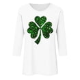 thumbnail image 3 of Aofany 3/4 Length Sleeve Womens Tops Irish Shamrock Print St Patricks Day Shirt Women Crew Neck Pullover Graphic Tee Tops Saint Patricks Day T Shirts, 3 of 4