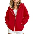 thumbnail image 3 of CAIVO Girls Casual Hooded Zip Up Jacket Winter Fall Solid Color Soft Warm Outerwear Coats Toddler Kids Long Sleeve Relaxed Fit Dailywear, 3 of 6
