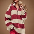thumbnail image 4 of LOVZFMLL Sweaters for Women, Acrylic V-Neck Ribbed Pullover Striped Color Block Fashion Polo Loose Long Sleeve Tops Warm Fall Winter Clothes, 4 of 8