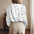 thumbnail image 5 of Womens Button Down Shirts Loose Fit Long Sleeve Collared Blouse Casual V Neck Tops Outfits Sky Blue XL, 5 of 7