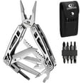 thumbnail image 1 of 21-in-1 Multitool, Premium Stainless Steel Multi Tool Pocket Knife, Screwdriver Sleeve with 4Pcs Alternative Bits, Safe-Locking, Multitool Plier for Outdoor and Repair with Nylon Pouch, 1 of 8