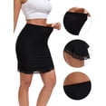thumbnail image 3 of DARING DIVA Women's Curved Slit Lined Lace Trim Half Slip Underskirt XL Black, 3 of 5